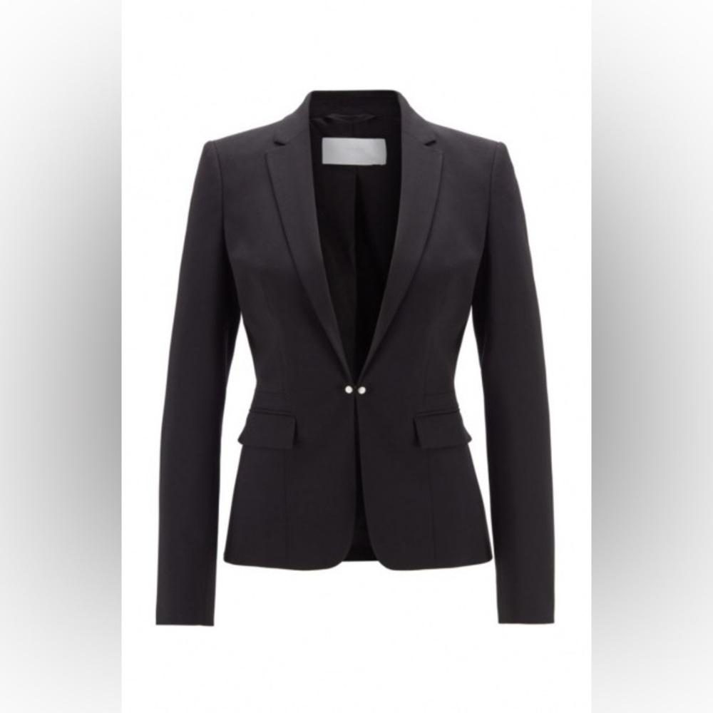 BOSS Jaflink Stretch Wool Suit Jacket in Black